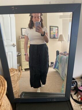 J.Crew 100% linen pull on cropped wide leg pants in Black